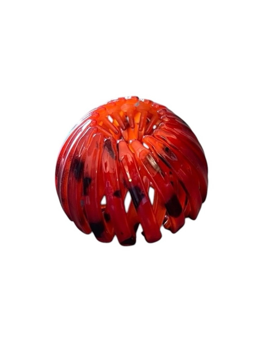 Orange Brown Tortoise Birds Nest Glossy Messy Updo High Ponytail 1" Hair Clip